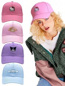 1pc Sanrio Adjustable Baseball Cap with Hello Cute Kitty Kuromi Melody & Cinnamoroll Embroidery Sun Protection Hat
