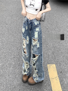 Quần Jeans Denim Ống Rộng Kiểu Dáng Rộng Cạp Cao Phong Cách Đường Phố Cổ Điển Mỹ Cho Nữ Quần Ống Rộng Thu Đông Quần Ống Rộng Thường Ngày