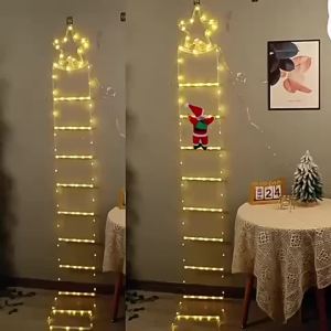 1PC 2M Christmas USB Santa Claus Climbing Ladder Light with remote controlused for festivalpartyroomand house decoration