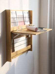 Wall-Mounted Folding Desk Multi-Functional Wood Computer Desk Writing Desk Makeup Desk Small Apartment Storage Rack