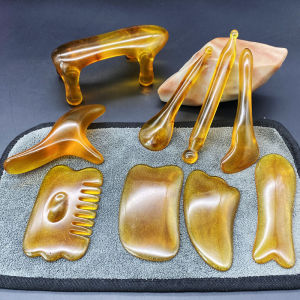 Amber Facial Gua Sha Board Wax Muscle Release Stick Head Acupoint Massage Tool Body Percussion Equipment Health Care Products