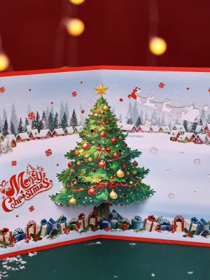 Christmas 3D Pop Up Card Snowman Festive Greeting CardPerfect for Christmas Party Favors Home DecorHoliday Gifts-Withou Light