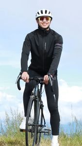 WOSAWE Men Cycling Jacket Winter Fleece Keep Warm Windproof Waterproof Sports Bike Bicycle Coat