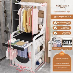 Home Laundry Machine above Storage Rack Balcony Clothes Drying Rack Multi-Function Storage Shelf Durable Particleboard Organizer