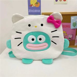 ใหม่ Sanrio อะนิเมะ Kawaii Hangyodon ไหล่กระเป๋า Hello Kitty กระเป๋าเป้สะพายหลังอเนกประสงค์ปลาขนาดเล็กแมวสี Contrast กระเป๋าเป้สะพายหลัง