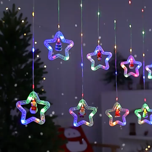 ไฟประดับ ไฟประดับม่านหมู่ดาว 3 เมตร ปรับได้ 8 จังหวะ ไฟประดับม่านคริสต์มาส ตกแต่งปีใหม่ ไฟม่าน LED ไฟสตริงสีอบอุ่น แสงสวย สบายตา ความสว่างสูง