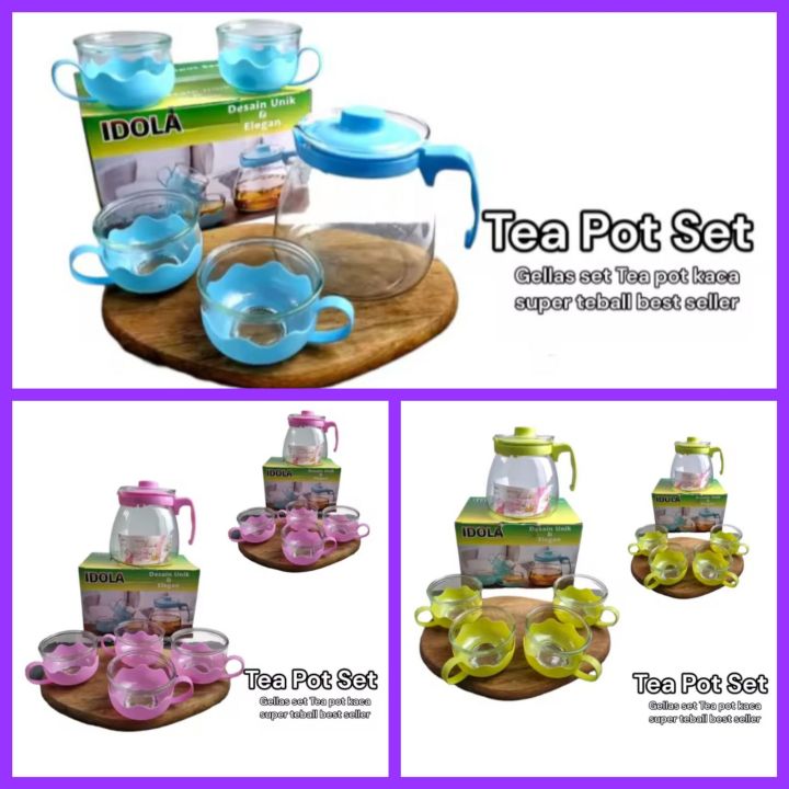 With Glass Tea Pot set 5 Idola Dus Kado Lazada Indonesia