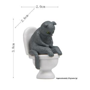 WHPHous | Mini Toilet Cat Figurine Fun Cartoon Resin Craft 5 Vibrant Color Options for Bedroom Desktop Housewarming Gift