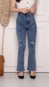 Yura Cutbray Ripped / Hw Jeans Cutbray Sobek Lapis / Hw Jeans Cutbray Hijab Friendly / Celana Panjang Sobek Lapis Wanita