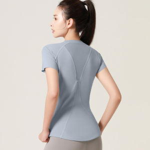Phụ nữ tập thể dục Áo thể thao thể thao phụ nữ phòng tập thể dục Áo chạy thể thao ngắn tay Yoga Áo Hở Eo Lưới lưng thể thao thoáng khí T-Shirt