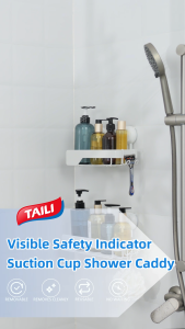 TAILI Shower Caddy Suction Cup 2 Pack Stainless Steel Rustproof Shower Shelves No Drilling Wall Mounted Basket Large Capacity Removable Suction Cup Bathroom Organizers