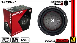ของแท้!! ลำโพงซับวูฟเฟอร์ติดรถยนต์ 8”นิ้วKICKER รุ่น CompR8 4Ohm (43CWR84) โครงปั้มหนาสีดำ เบสหนัก