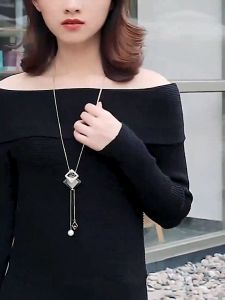 Panduan Memilih Kalung Wanita Korea: Kalung Rantai Panjang Liontin Bunga Kristal