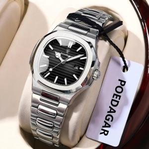 POEDAGAR Elegant Womens Quartz Watches Waterproof Luminous Date Ladies Wristwatch Stainless Steel Fashion Watch For Woman Reloj