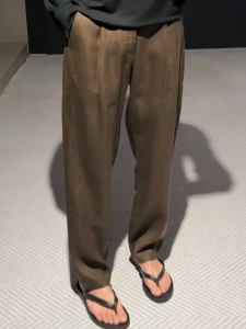 กางเกงขายาวทรงตรงสำหรับผู้ชาย ทรงหลวม บางเฉียบ ทรงลำลอง ทรงเรียบง่าย สไตล์ยุโรป ฤดูใบไม้ร่วง เทรนด์แฟชั่น