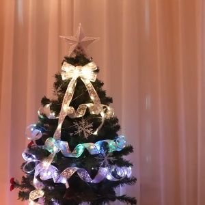 Happy Time 4M Christmas Ribbon Light Battery Operated Hanging Xmas Tree Christmas Decorations Fairy Lights Diy Gifts Box Indoor Bedroom Home Decor