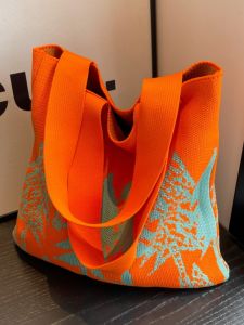 Summer Large Capacity Knitted Woolen Handbag Casual Versatile Commuter Single Shoulder Tote Bag for Young Women