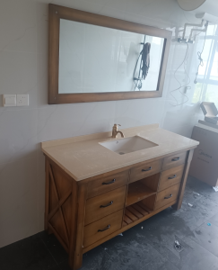 American Style Retro Bathroom Cabinet Combination Oak Antique Industrial Style Homestay Bathroom Cabinet Washbasin Washing Stand