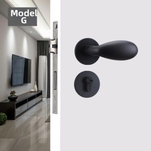 Sleek Black Solid Space Aluminum Interior Door Lock