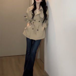 LEMON 2025 spring and autumn new khaki explosive trench coat womens small Korean high-end sense Japanese casual short