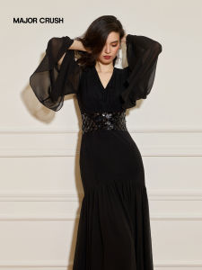 V-neck Waist Accentuating Elegance Dress