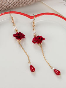 Chinese Ancient Style Bride Toast Suit Headdress Beautiful Classical Elegant Chinese Hair Accessories Red Roses Barrettes Hair Comb Accessories for Women