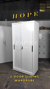 HOPE | Modern Sliding Steel Wardrobe Cabinet by Leapify Steel - Full Steel Closet in Matte White