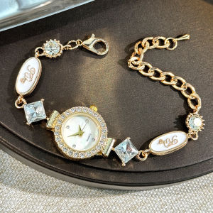 2024 Fashion Diamond Womens Watch Stainless Steel Exquisite Chian Buckle Bracelet Temperament Watch For Women Original