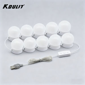 Vanity Light Bulbs 10LED Dimmable Mirror Lamp USB Powered Hollywood Dressing Table Lighting for Makeup Application in Bathroom