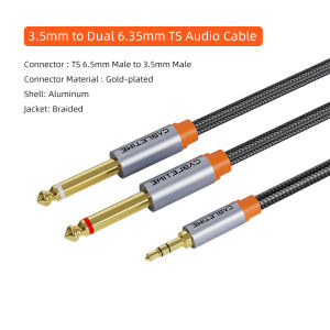 Cabletimes | CABLETIME TRS Audio Cable 3.5mm to Double 6.5mm AUX Adapter 6.5 Jack to Stereo 3.5 Jack Cable for IPhone PC Sound Card Mixer