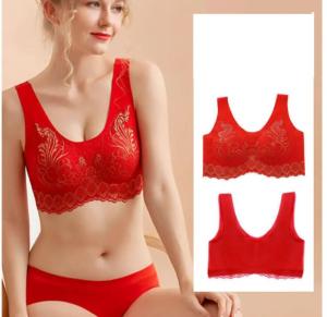 High quality  Triumphˉ Beauty Back Seamless wireless push up new year chrismas red lingerie set with panties for ladies Lucky color underwear women Latex red bra set Seductive underwear