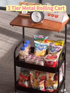 3 Tier Trolley Racks with Wheels /Cart Small Trolley Organizer/Multifunction Storage Shelf Rack for Snack Kitchen Rack Office Rack Shelf