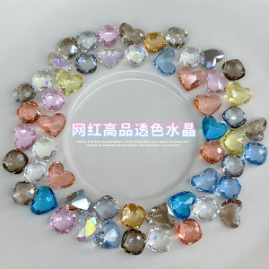 High-Quality Transparent Color Nail Beauty Rhinestone Ornaments Super Shiny Crystal Diamond Geometric Heart Shape Multi-Cut Bulb Fat Square Nail Crystal