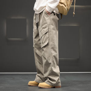 Autumn New Wide Leg Pocket Cargo Pants Men Trousers Neutral Loose Casual Cotton Straight Outdoor Fashion Pants Big Size 8xl