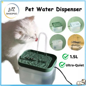 SKISOPGO Cat Water Fountain Auto Filter Electric Mute Cat Drinker Bowl 1.5L Recirculate Filtring Drinker for Cats Pet Water Dispenser
