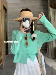 Korean Style Knitted Open Cardigan Long Sleeve Small V-Neck Womens Fresh Versatile Thin Outerwear Autumn New Arrival