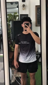 Mens Sports Dri-Fit Compression Short Sleeve T-Shirt Elastic Breathable Gradient Color Short Sleeve