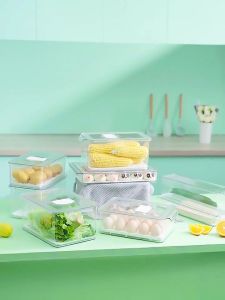 Kitchen Refrigerator Transparent Organizer Bin Storage Solutions