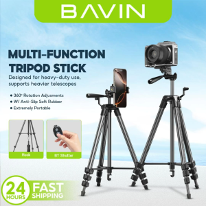 BAVIN P21 Heavy Duty Wireless Portable DSLR Tripod Stand for Camera & Phone w/ Bluetooth Shutter Remote & 360 Rotation