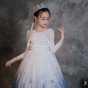 Bé Gái Anna Elsa Trang Phục Công Chúa Nữ Hoàng Tuyết Trắng Cosplay Váy Cho Trẻ Em Carnival Tiệc Sinh Nhật Giữa Bắp Chân Chữ A Đầm Với Trang Trí Đính Hạt Cườm