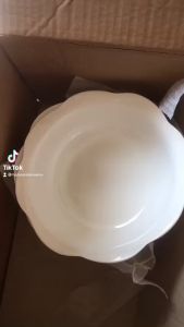 Bộ đĩa bát hoa mặt trời gốm sứ Minh Châu 6 cánh + 1 bát tô lượn sóng đẹp lung linh