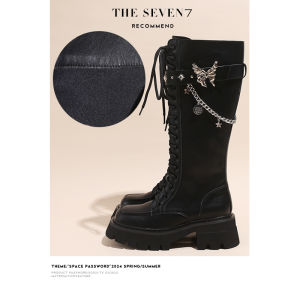 Womens High-Top Martin Boots Butterfly Chain Thick Bottom Knight Boots Long Tube Boots British Style Winter Fashion Boots