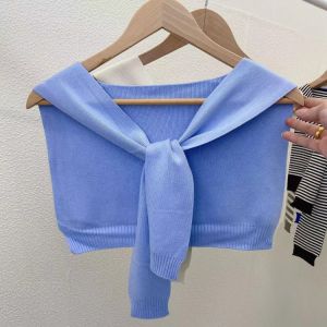 เรียบง่าย เสื้อแจ๊กเก็ตผ้าคลุมไหล่ถักสีบริสุทธิ์ เสื้อท่อนบน สําหรับผู้หญิง ฤดูใบไม้ร่วง ฤดูหนาว East Gate โซลสไตล์ใหม่ โพลีเอสเตอร์ ไฟเบอร์ 100%