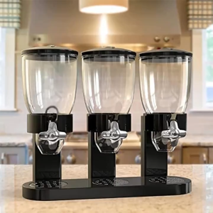 【MY Stock 24H Delivery】1pc 3bucket Cereal Machine 6L Countertop Dry Food Dispenser Cereal Dispenser Storage Rice Bucket Oatmeal Storage Tank Snack Storage Tank Home Kitchen Supplies