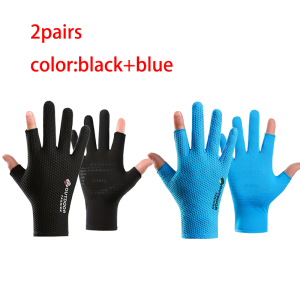 WRELS | 2Pairs Fishing Gloves Quick Dry Thin Breathable Hiking Camping Gloves Touchscreen Stretchy Non Slip Sun Protection Outdoor Glove