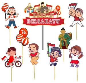 Topper cake kemerdekaan / hiasan kue ulang tahun / Hiasan kue tusuk / hut kemerdekaan