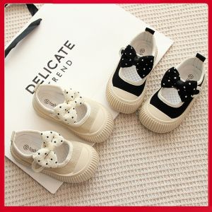 Soft Bottom Baby Walk Shoes Girls Canvas Slip-On Anti-Slip Butterfly Knot Magic Tape Shoes Toddler Kids Learning to Walk Footwear
