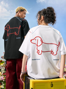 nuthink | Embroidered Dachshund Loose Fit T-Shirts