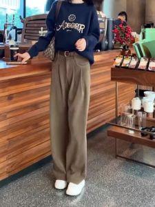MANMI | American Retro Casual Pants Brown Slim and Loose