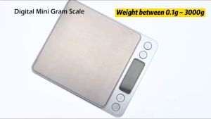 0.1g-3kg Digital Mini Scale LCD Display Kitchen Weight with Tray Cake Powder Baking Penimbang Kek [FREE BATTERIES]